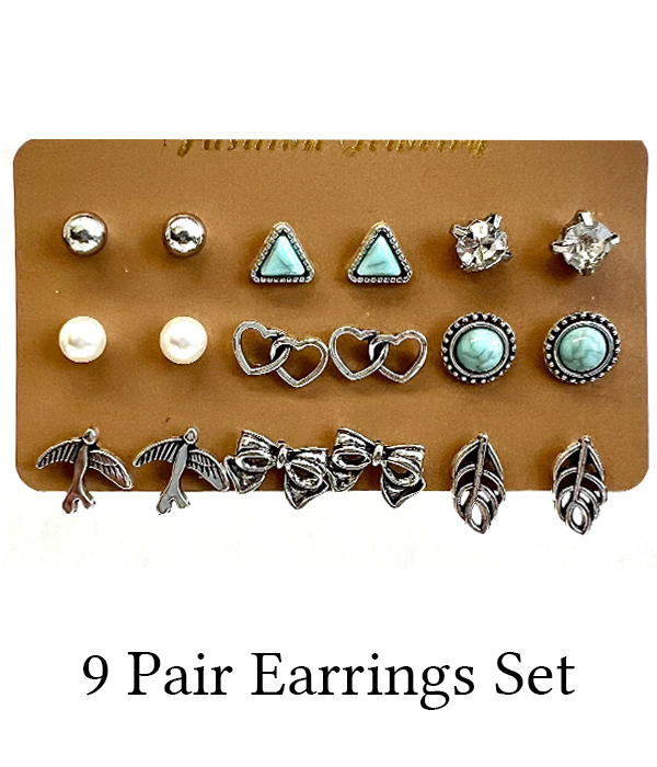 VALUE PACK -9 PAIR MIX EARRING SET