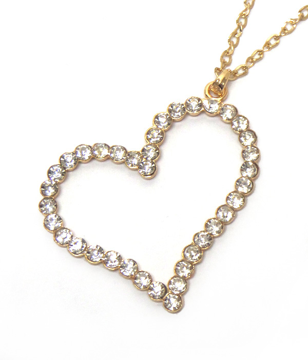 LARGE HEART PENDANT WITH CRYSTALS NECKLACE -valentine