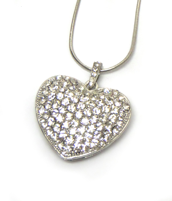 PUFFY HEART WITH CRYSTALS NECKLACE  -valentine