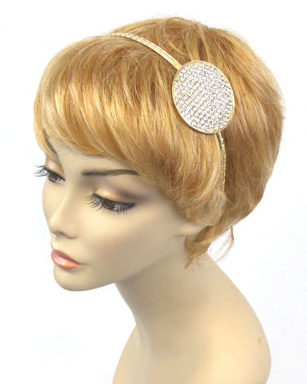 EXTRA LARGE CRYSTAL ROUND FLAT METAL ON ACCENT METAL HEADBAND