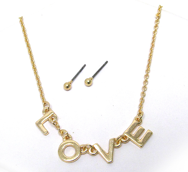METAL LOVE THEME CHAIN NECKLACE EARRING SET