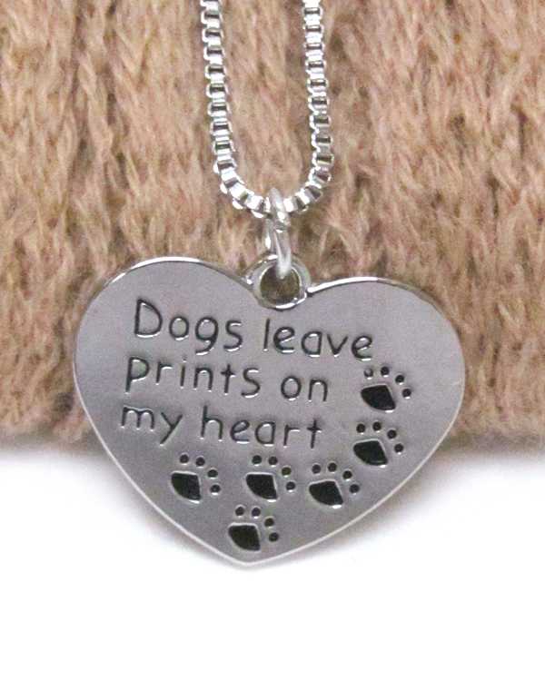 PET LOVERS MESSAGE PENDANT NECKLACE - PRINTS ON MY HEART