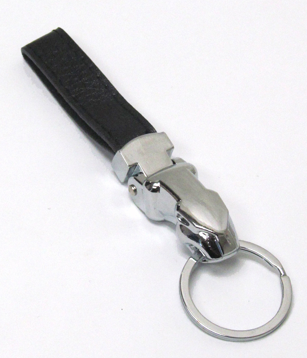 WAIST HANGING LEATHER AND METAL KEYCHAIN