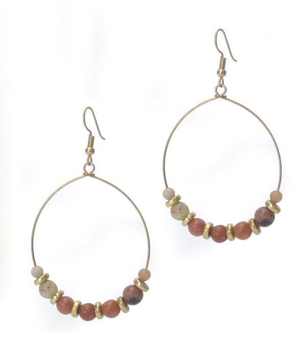 BALL STONE ON WIRE EARRING