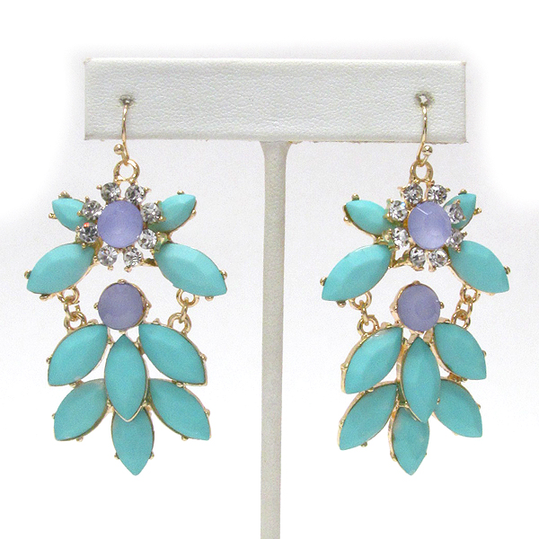 CRYSTAL AND ACRYLIC STONE DROP SHOUROUK STYLE EARRING