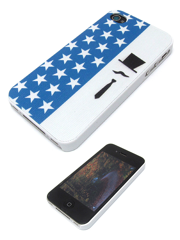 MUSTACHE MAN AND AMERICAN THEME CELLPHONE CASE - HARD CASE FOR IPHONE 4