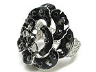 CRYSTAL STUD METAL EPOXY FLOWER CUFF BANGLE