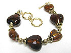 MURANO GLASS HEART LINK TOGGLE BRACELET