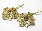 CRYSTAL CROSS AND METAL FLOWER EARRING