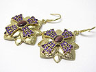 CRYSTAL CROSS AND METAL FLOWER EARRING