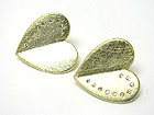 CRYSTAL LINE SCRATCH METAL HEART EARRING