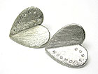 CRYSTAL LINE SCRATCH METAL HEART EARRING