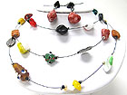 MIXED BEADS AND CHIP STONE TRIPLE WIRE NECKLACE SET
