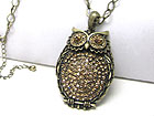 CRYSTAL OWL PENDANT LONG CHAIN NECKLACE SET