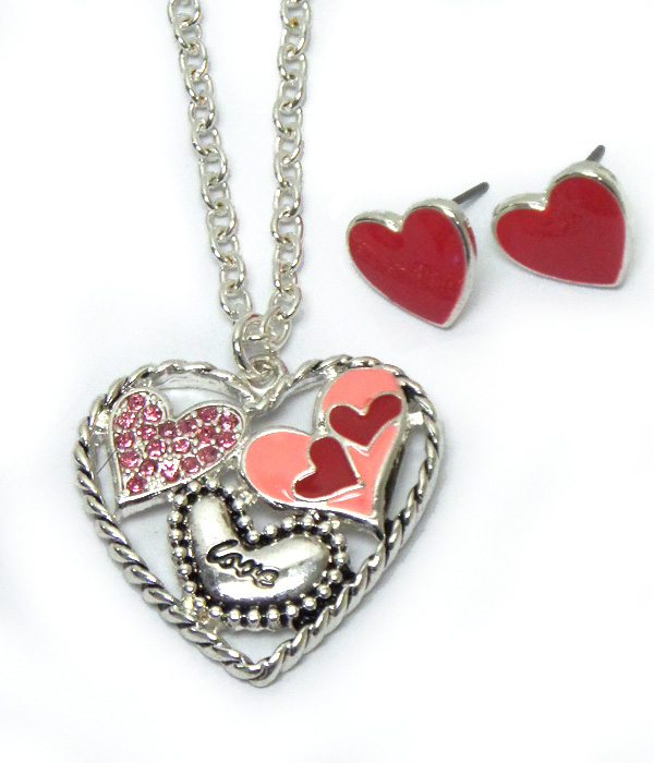 LOVE THEME HEART NECKLACE SET -valentine
