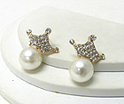 CRYSTAL CROWN AND PEARL EARRING