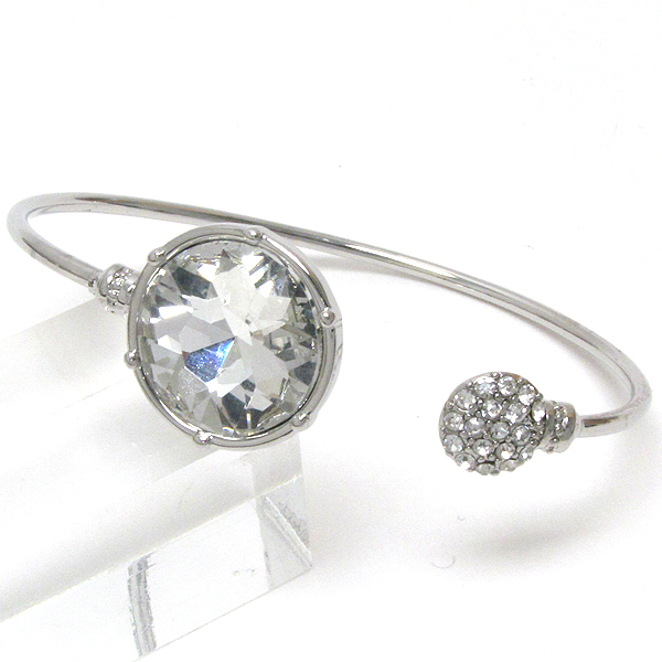 CRYSTAL AND FACET GLASS TIP WIRE BANGLE BRACELET