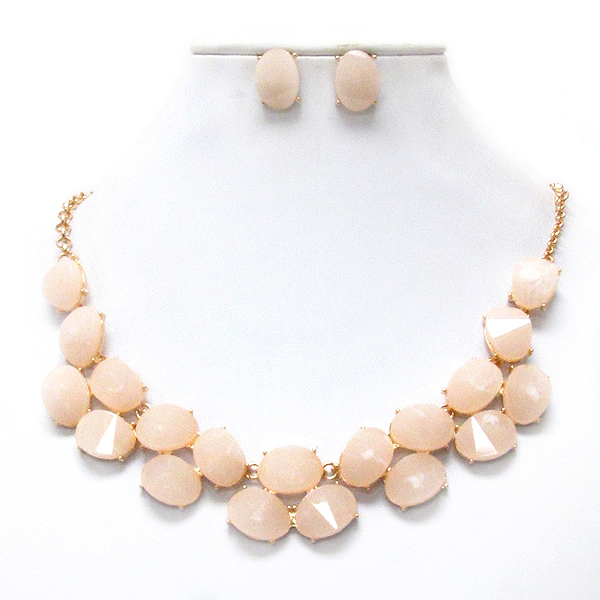 MULTI FACET ACRYLIC STONE LINK NECKLACE EARRING SET