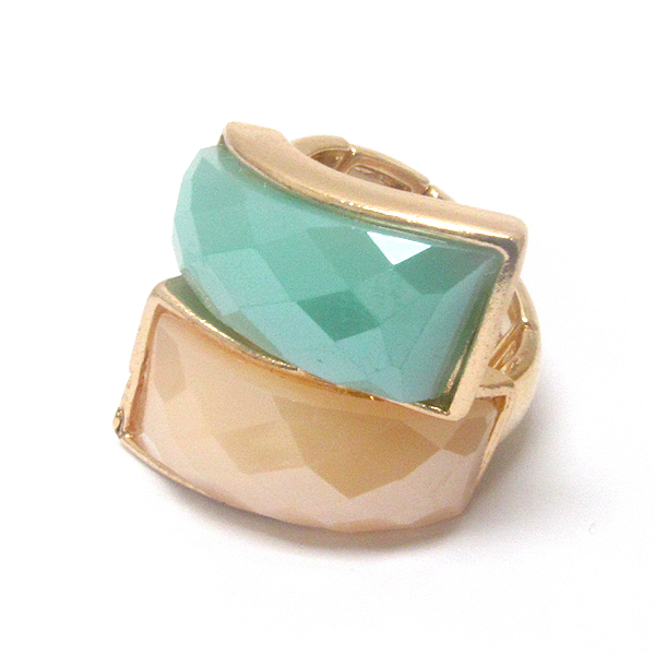 DOUBLE FACET STONE STRETCH COCKTAIL RING