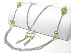 FACET CRYSTAL BEADS AND CHAIN LINK LONG NECKLACE SET