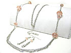 FACET CRYSTAL BEADS AND CHAIN LINK LONG NECKLACE SET