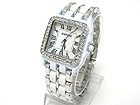 CRYSTAL FRAME SQUARE FACE METAL BAND FASHION WATCH