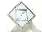 DUAL CRYSTAL FRAME SQUARE FACE LEATHER BAND WATCH