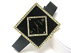 DUAL CRYSTAL FRAME SQUARE FACE LEATHER BAND WATCH