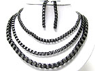 TRIPLE ROW BOX CHAIN NECKLACE SET
