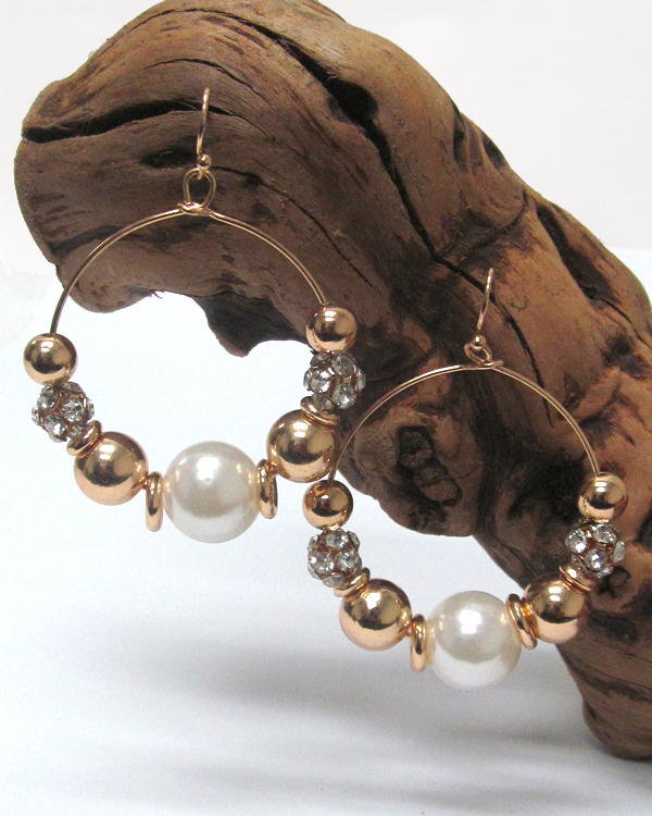 PEARL AND CRUSTAL BALL WIRE EARRING