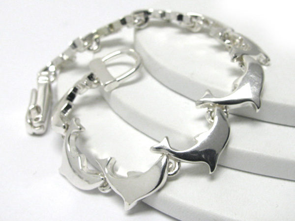 DOLPHIN THEME METAL LINK MAGNETIC CLASP BRACELET
