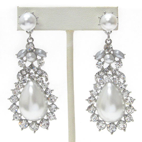 TEARDROP PEARL AND MULTI CRYSTAL PARTY EARRING