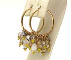 MULTI GLASS AND CRYSTAL GLASS WITH METAL BEADS HOOP EARRING