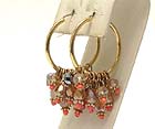 MULTI GLASS AND CRYSTAL GLASS WITH METAL BEADS HOOP EARRING