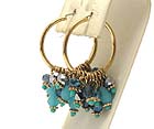MULTI GLASS AND CRYSTAL GLASS WITH METAL BEADS HOOP EARRING