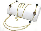 FACET GLASS BEADS CHAIN LONG NECKLACE SET