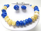 DUAL COLOR CHUNKY LUMP STONE NECKLACE SET 