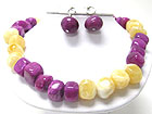 DUAL COLOR CHUNKY LUMP STONE NECKLACE SET