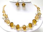 CRYSTAL CUT FACET GLASS BEADS LINK NECKLACE SET 