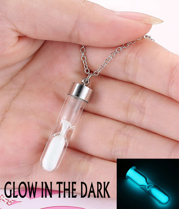 GLOW IN THE DARK SAND HOUR GLASS NECKLACE