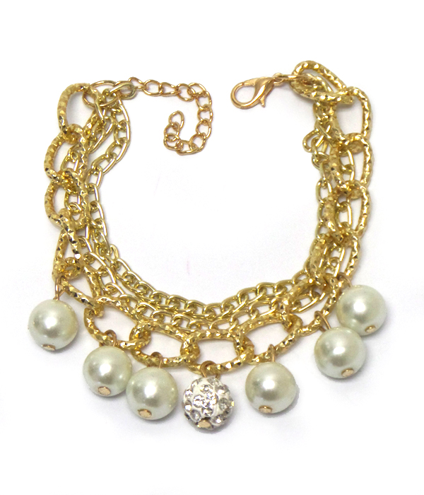CHAIN WITH PEARL DROP BRACELET 