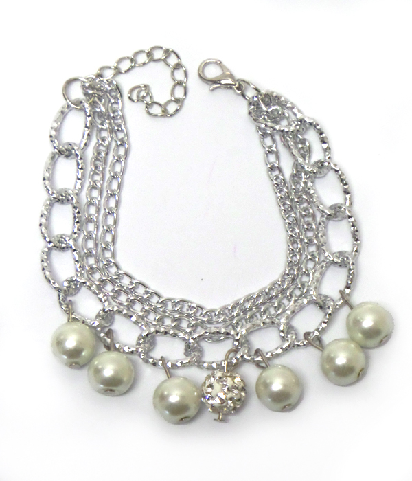 CHAIN WITH PEARL DROP BRACELET