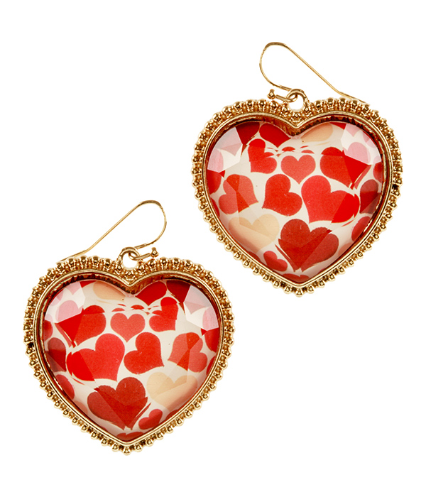 VALENTINE DAY THEME FACET STONE HEART EARRING