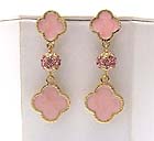TWO METAL EPOXY FLOWER WITH FIRE BALL DROP  EARRING