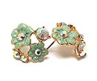 MULTI CRYSTAL METAL EPOXY FLOWER STUD EARRING