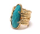 METAL LEAF AND ON TOP NATURAL OVAL STONE HINGE RING