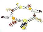 CAT THEME EPOXY METAL CHARM DANGLE STRETCH BRACELET
