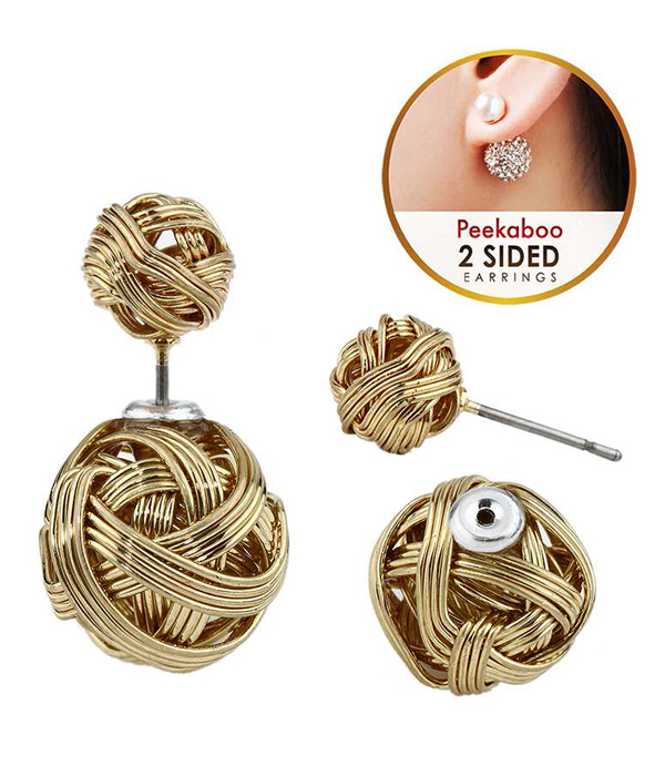 METAL BALL DOUBLE SIDED FRONT AND BACK EARRING