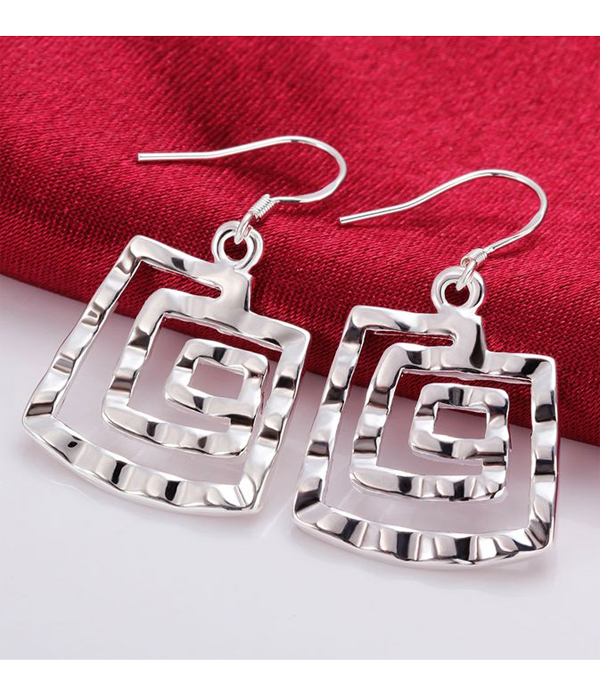 925 STERLING SILVER PLATED SQUARE SWIRL EARRING