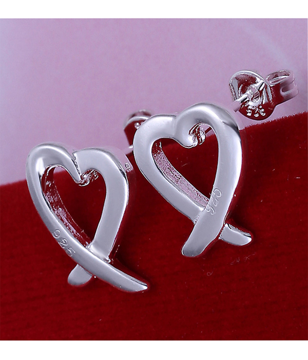 925 STERLING SILVER PLATED HEART EARRING